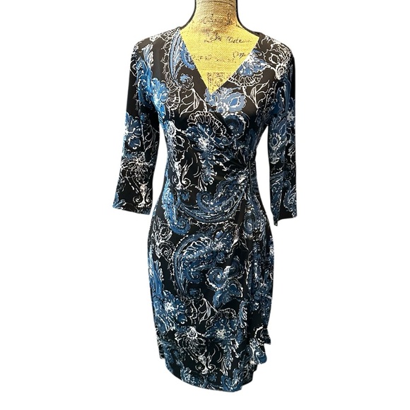 🌻 Cleo Petites Faux Floral Paisley Pattern Dress #323 - Picture 3 of 15